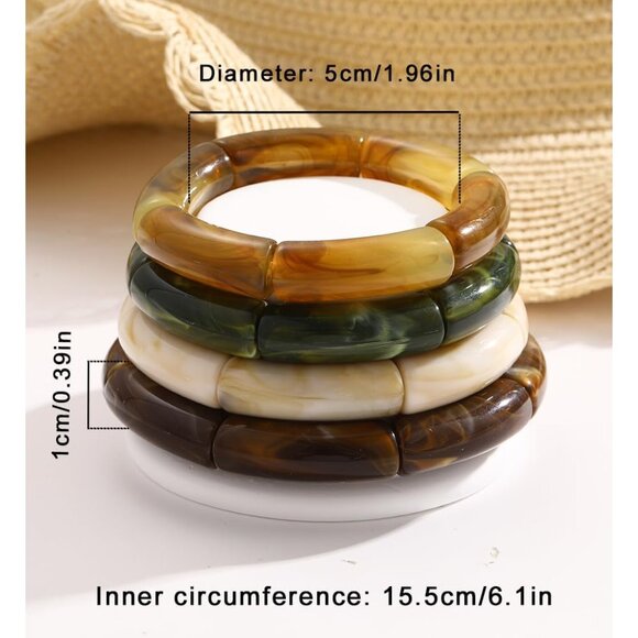 Chunky Acrylic Bangle Bracelets Women Stack Fashion Jewelry Non-Metal - Picture 9 of 9